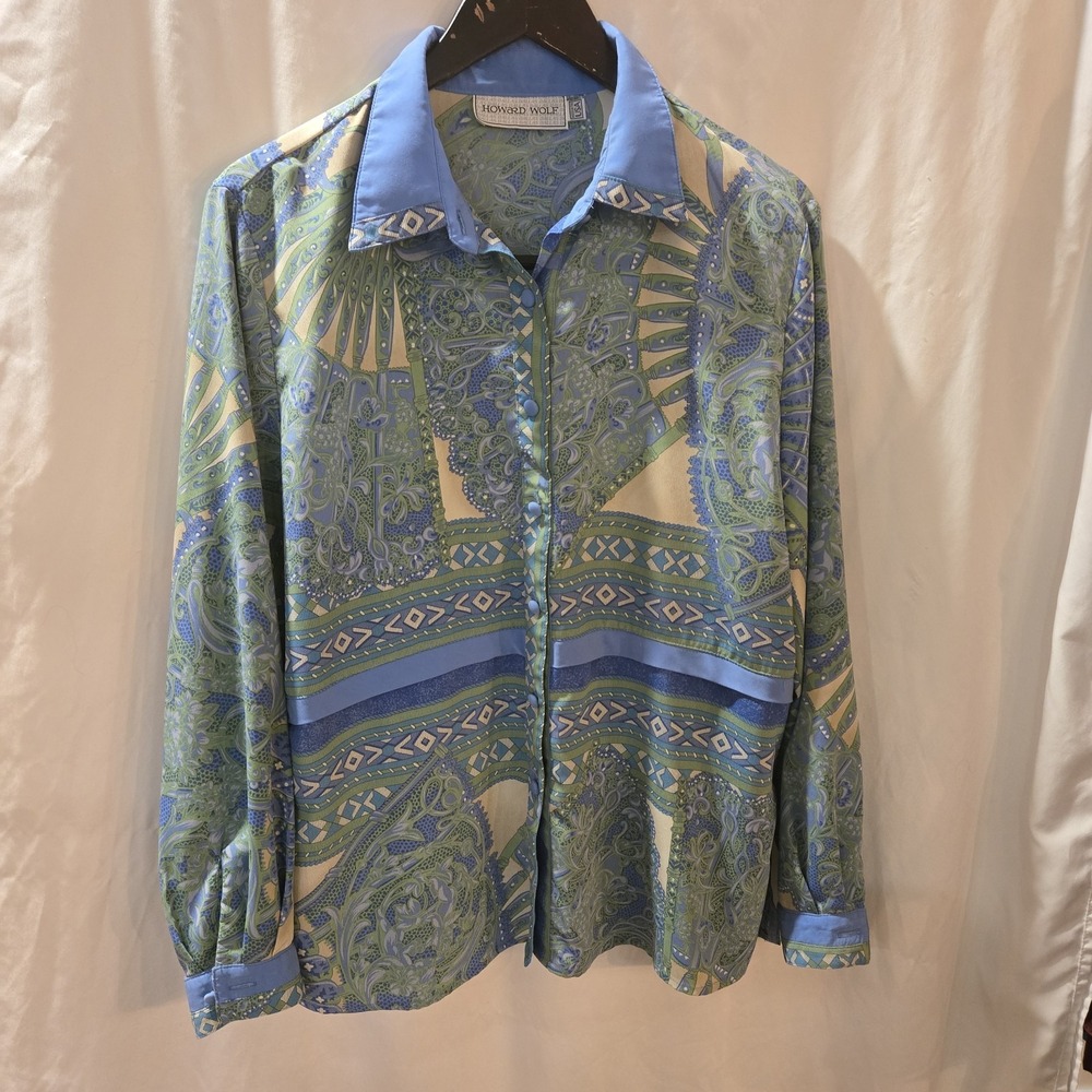 Howard Wolf Retro Paisley Women's Shirt Size Large Vintage Clothes